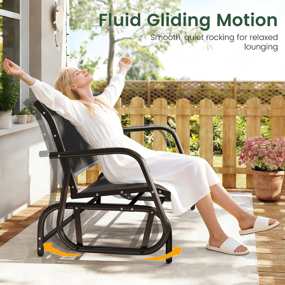 KROFEM Outdoor Glider Bench, Glider Bench for Outside Patio, Black | High Bac...