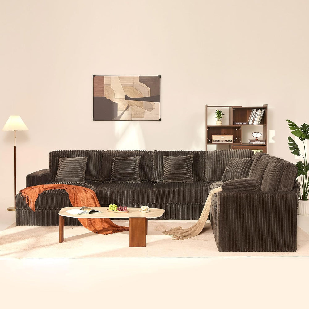 GOSUHI 139" U-Shaped Cloud Couch, Modular Sectional, Deep Seats, Grey | ...