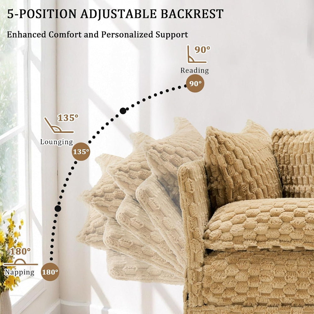 Faux Fur Oversized Chaise Lounge Indoor with Adjustable Backrest | 59 Inches ...