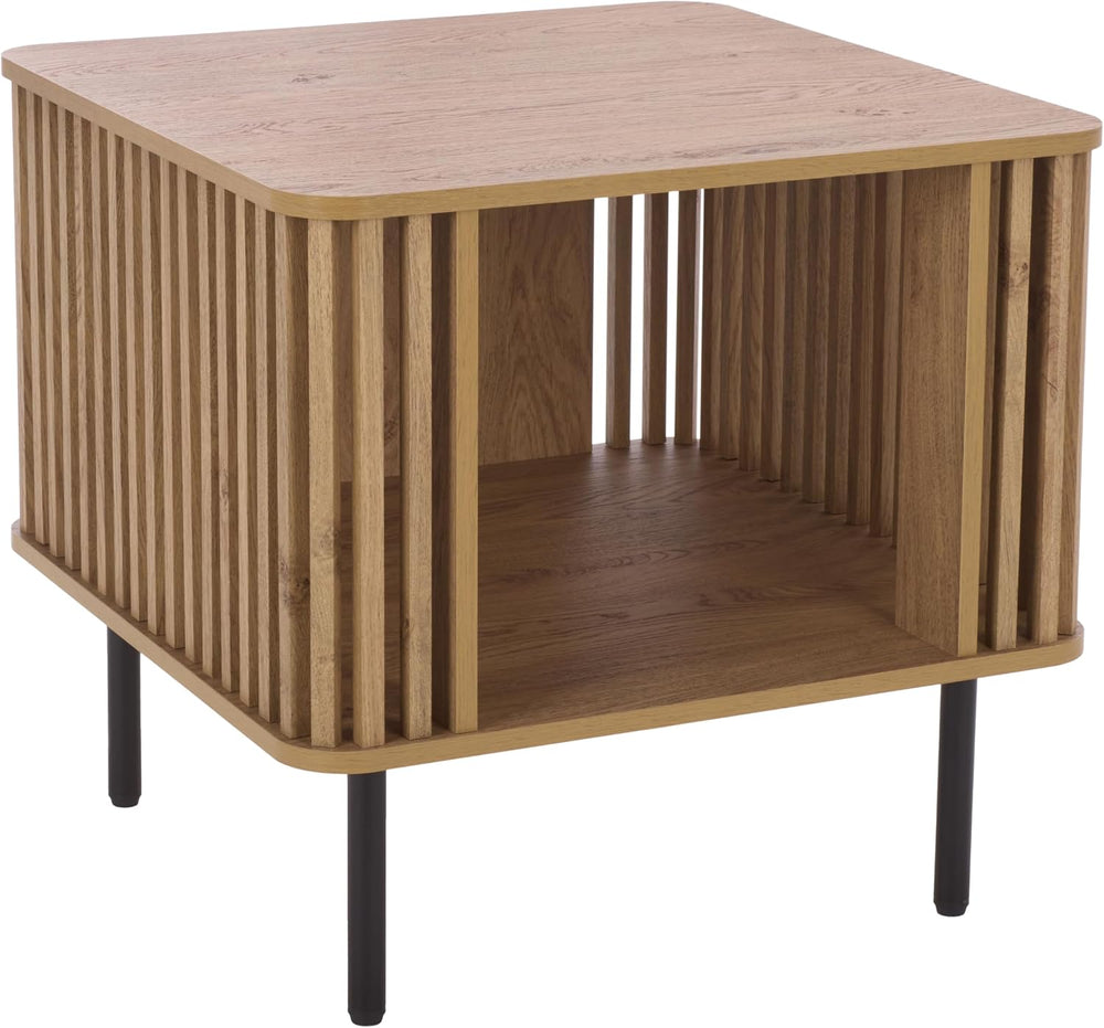 SAFAVIEH Home Collection – Kiyoshi Square Accent Table, Oak Finish & Blac...