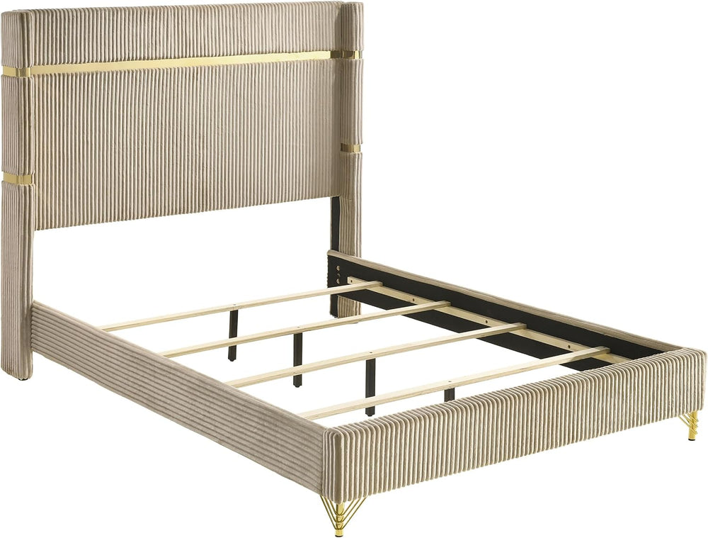 Coaster Home Furnishings - Lucia - Wood - Wingback Queen Panel Bed with Gold ...