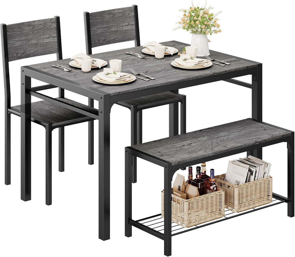 Shahoo Kitchen Table and 2 Chairs for 4 with Bench | 4 Piece Dining Sets for ...
