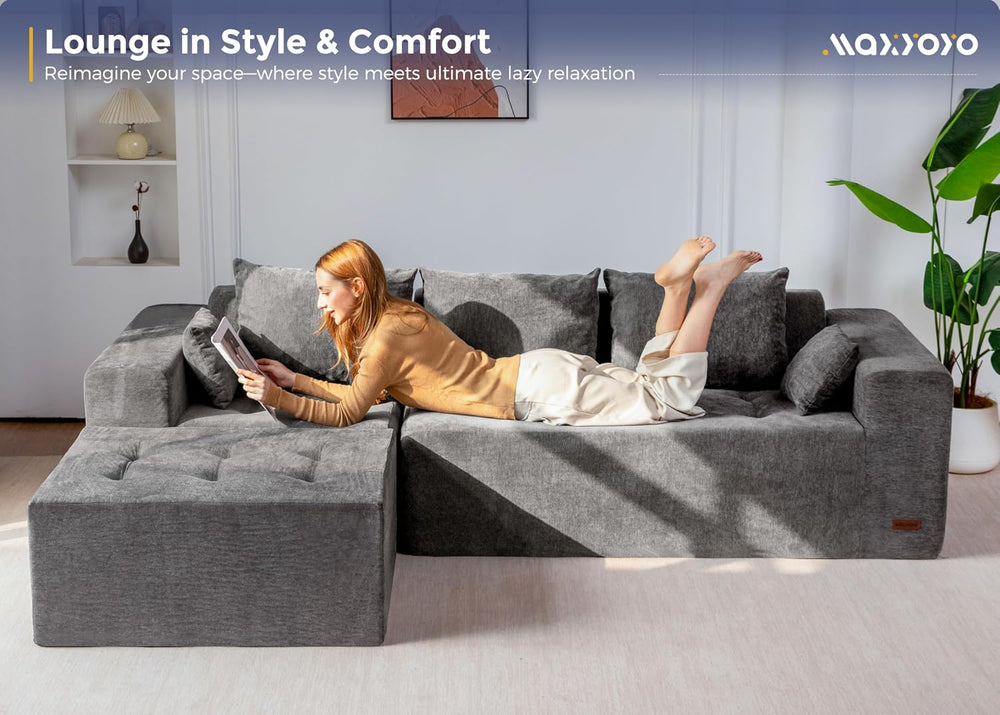 MAXYOYO Modular Sectional Sofa Couch, L Shaped Cloud Couch with Flexible Otto...