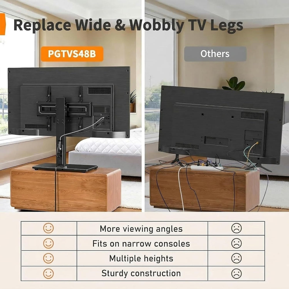Perlegear Universal TV Stand with Power Outlet, Swivel TV Stand for 32-72 inc...