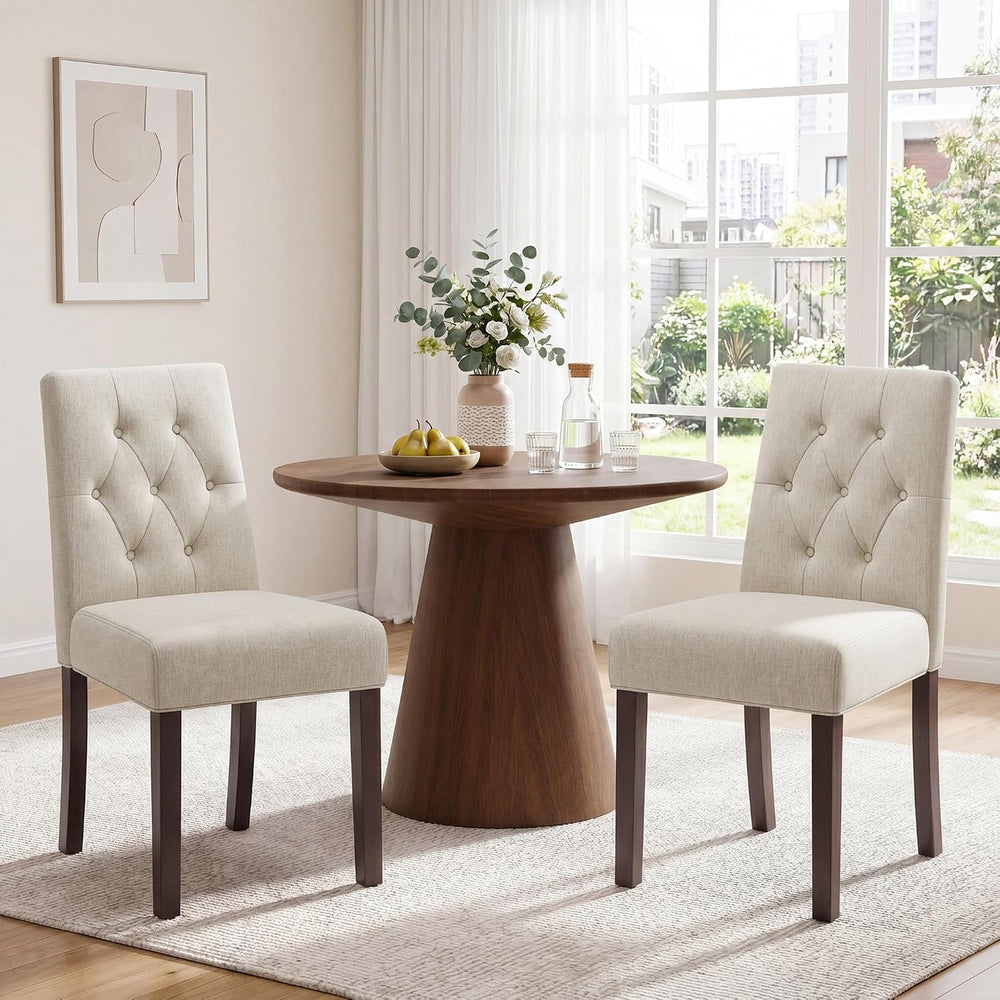 Dining Chairs Set of 2, Parsons Chairs for Small Spaces, Light Beige | Modern...