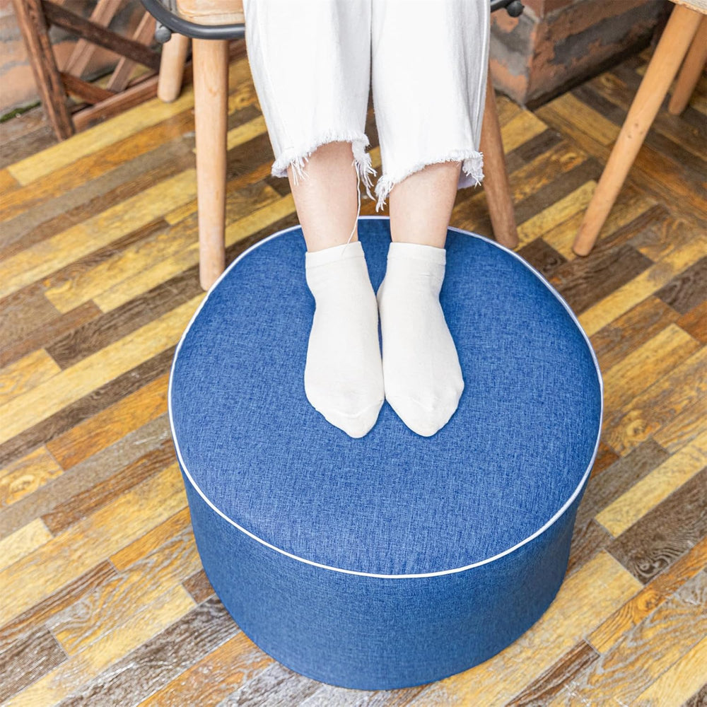 Outdoor Ottoman for Patio, Blue, Outdoor Pouf Footstool,20x20x12In | All-in-O...