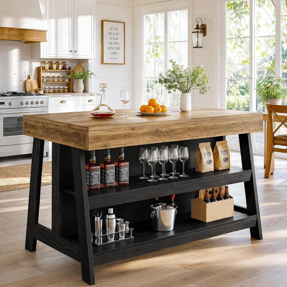 Tribesigns 55-Inch Kitchen Island with Storage, Farmhouse Island Table | 35.4...