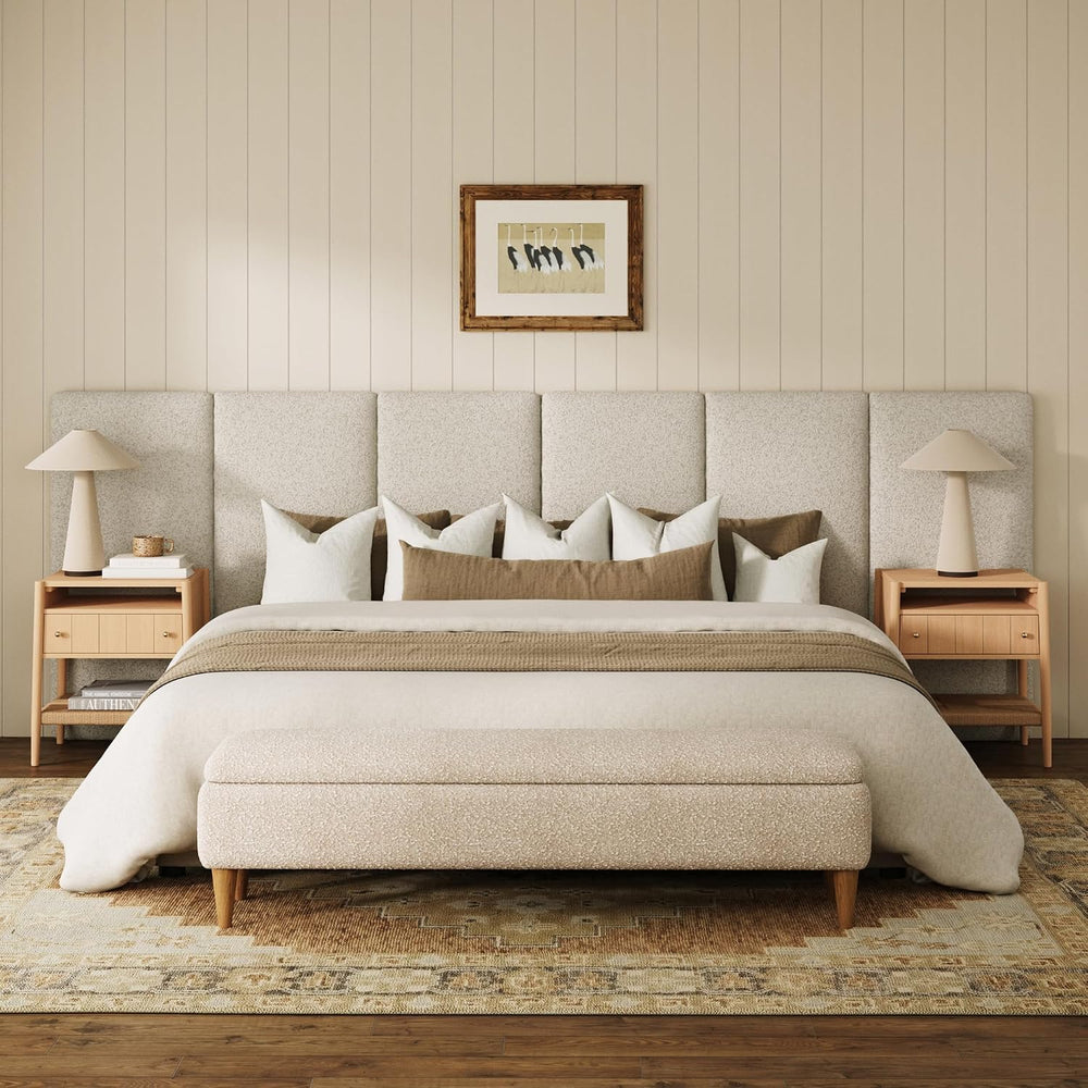 Nathan James Marissa King Size Upholstered Headboard with 6 Panels, Wall Moun...