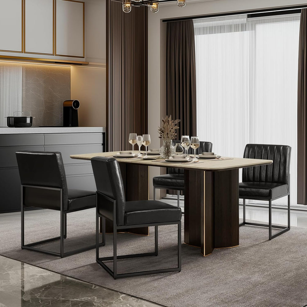 SIMTONAL Black Dining Chairs Set of 4, Modern Comfortable Upholstered Chairs,...