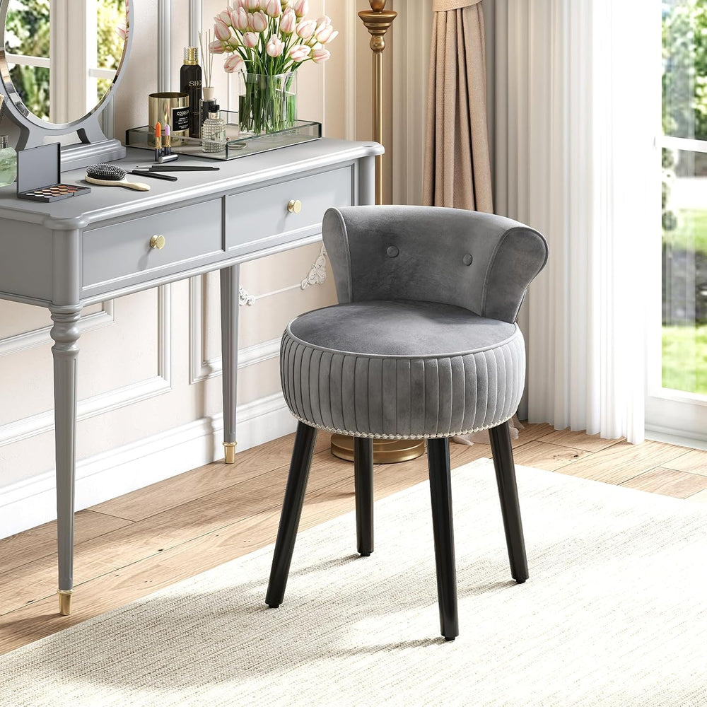 CHARMAID Velvet Vanity Chair for Bedroom, Elegant Accent Chair with Tufted Lo...