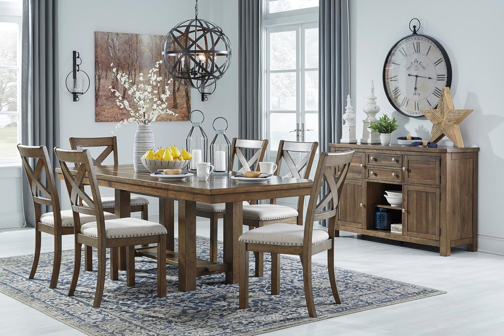 Signature Design by Ashley Extendable Dining Table, Grayish Brown, Seats 8