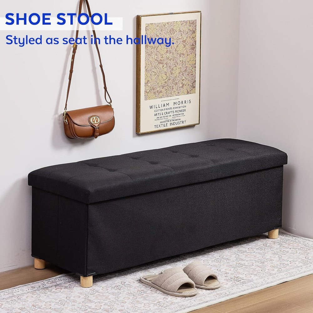 BRIAN & DANY 43 Inches Folding Storage Ottoman Bench, Ottoman with Storag...