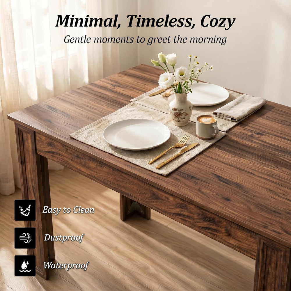 Farmhouse Dining Table for 6-8 People, 71-Inch Wooden Kitchen Table with 2 Dr...