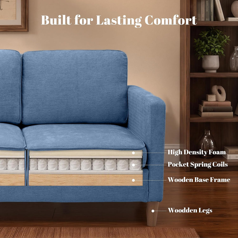 80" Chenille Sofa Mid Century Modern 3 Seater Couch for Living Room Office