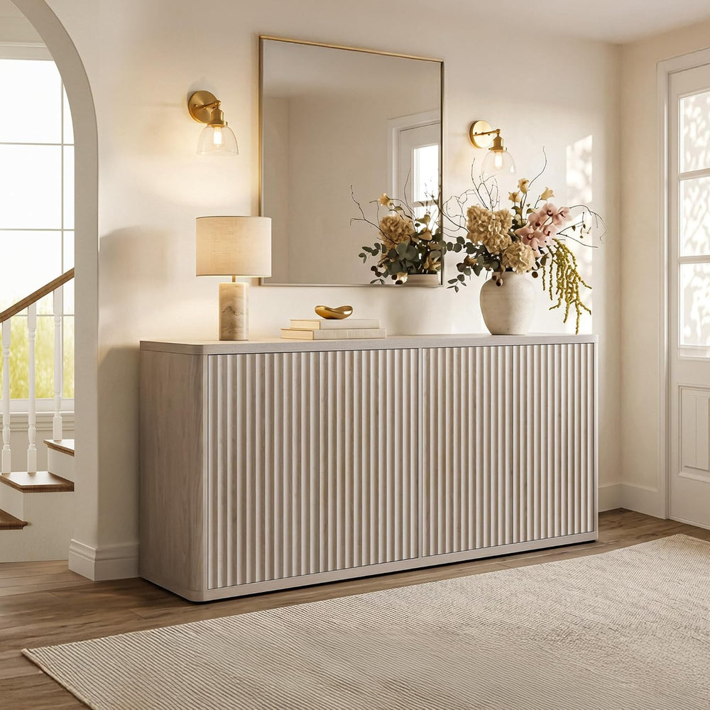 SICOTAS Buffet Cabinet with Storage Accent Sideboard with 4 Doors 66.3" ...