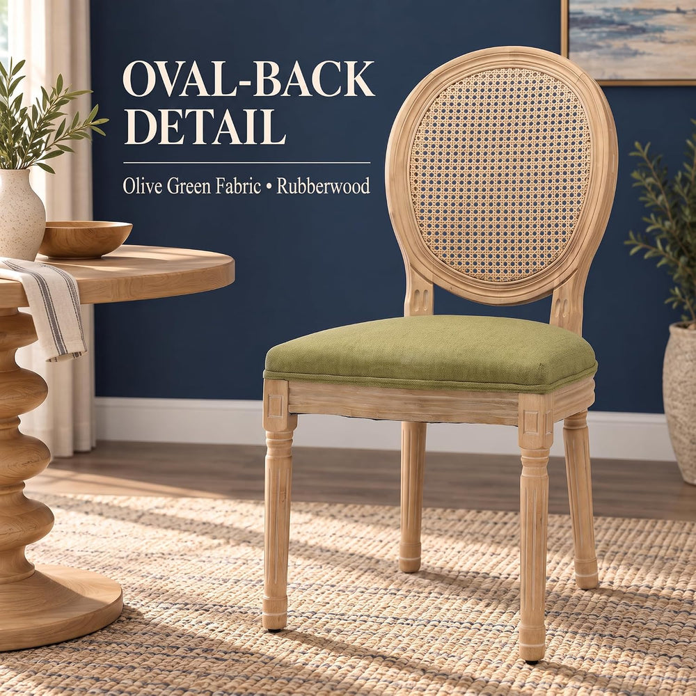 OVENTA Vintage French Country Dining Chairs Set of 6, Rattan Dining Chairs wi...