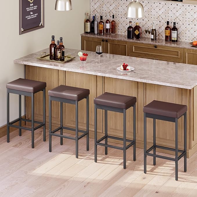 HOOBRO Bar Stools, Set of 2 Barstools, 24.8-Inch Height Stools, Breakfast Bar...
