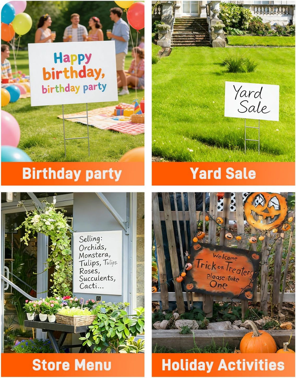 20 Pack Blank Yard Signs with Stakes, 18x12" 5mm Corrugated Plastic Board
