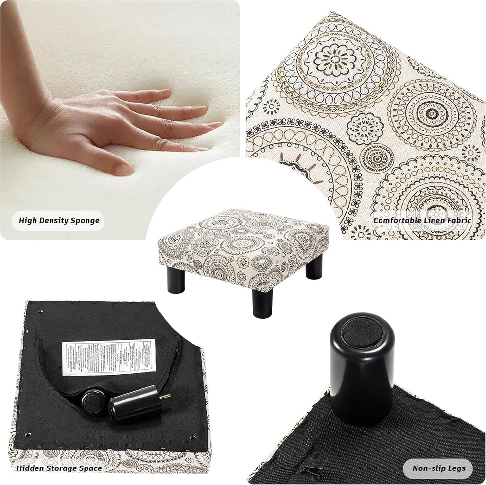 Joveco Small Foot Rest Stool Ottoman, Square Upholstered Fabric Footstool for...