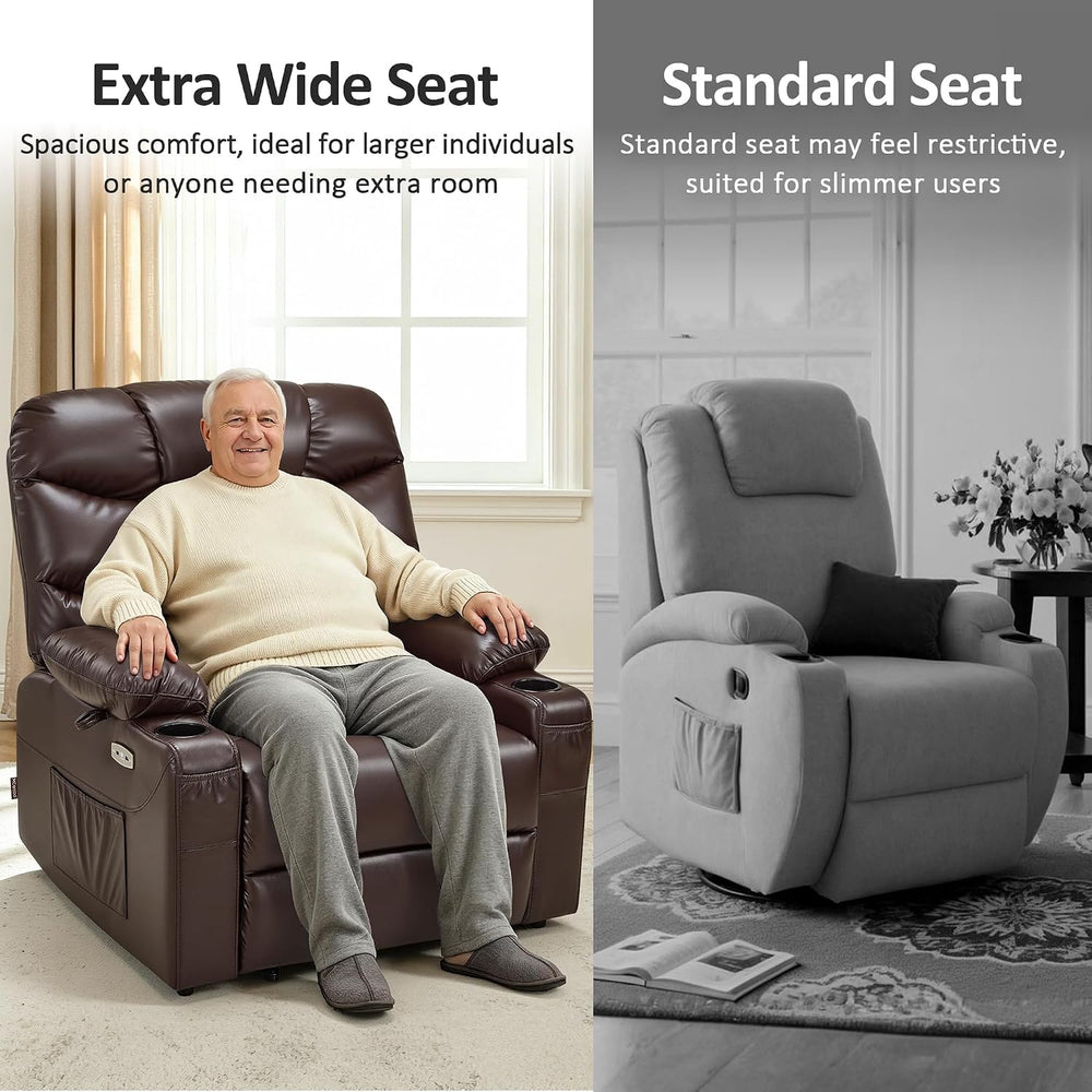 MCombo Power Lift Recliner Chair, Leather R7289 (Dark Brown, Medium-Wide)