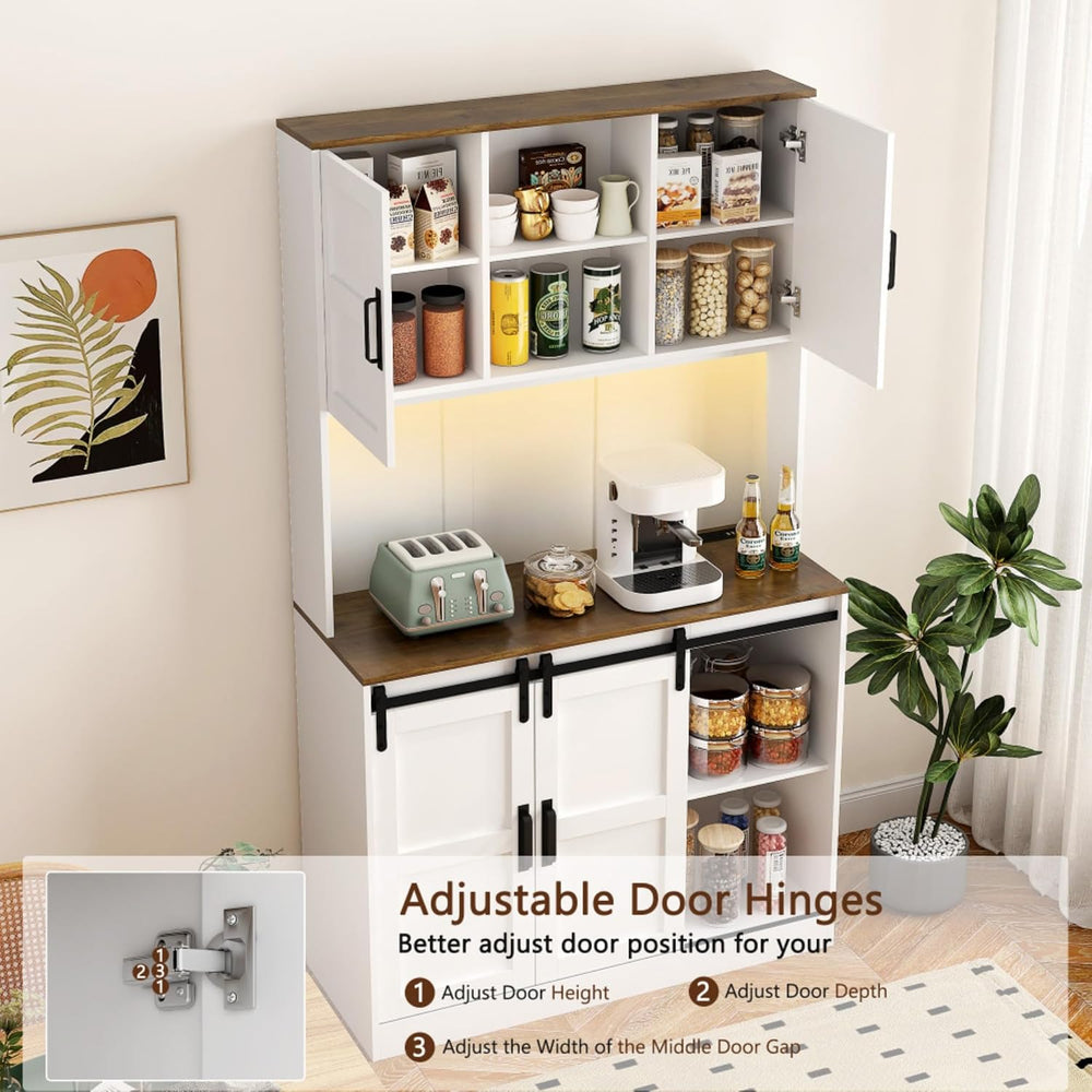 74 Inch Tall Freestanding Pantry Storage Cabinet Cupboard Unit, Six Doors, Du...