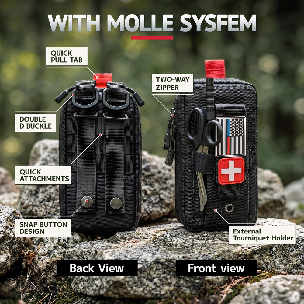 IFAK Trauma First Aid Kit with Tourniquet, Compact Bleeding Control Kit MOLLE...