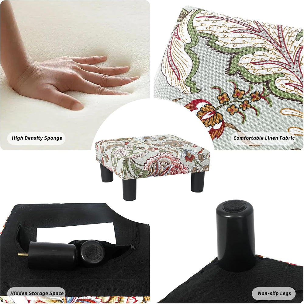 Joveco Small Foot Rest Stool Ottoman, 15" Fabric Square Footstool Uphols...