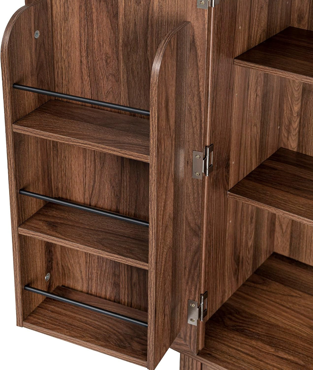 71" Tall Kitchen Pantry Cabinet with 3 Pull-Out Organizers, Farmhouse St...