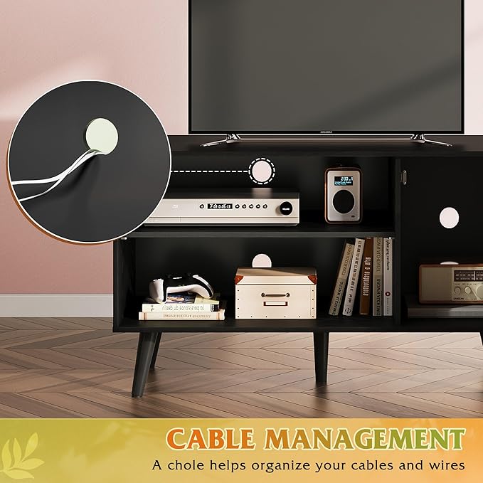 WLIVE TV Stand for 43 Inch TV, Small Entertainment Center with Storage Cabine...