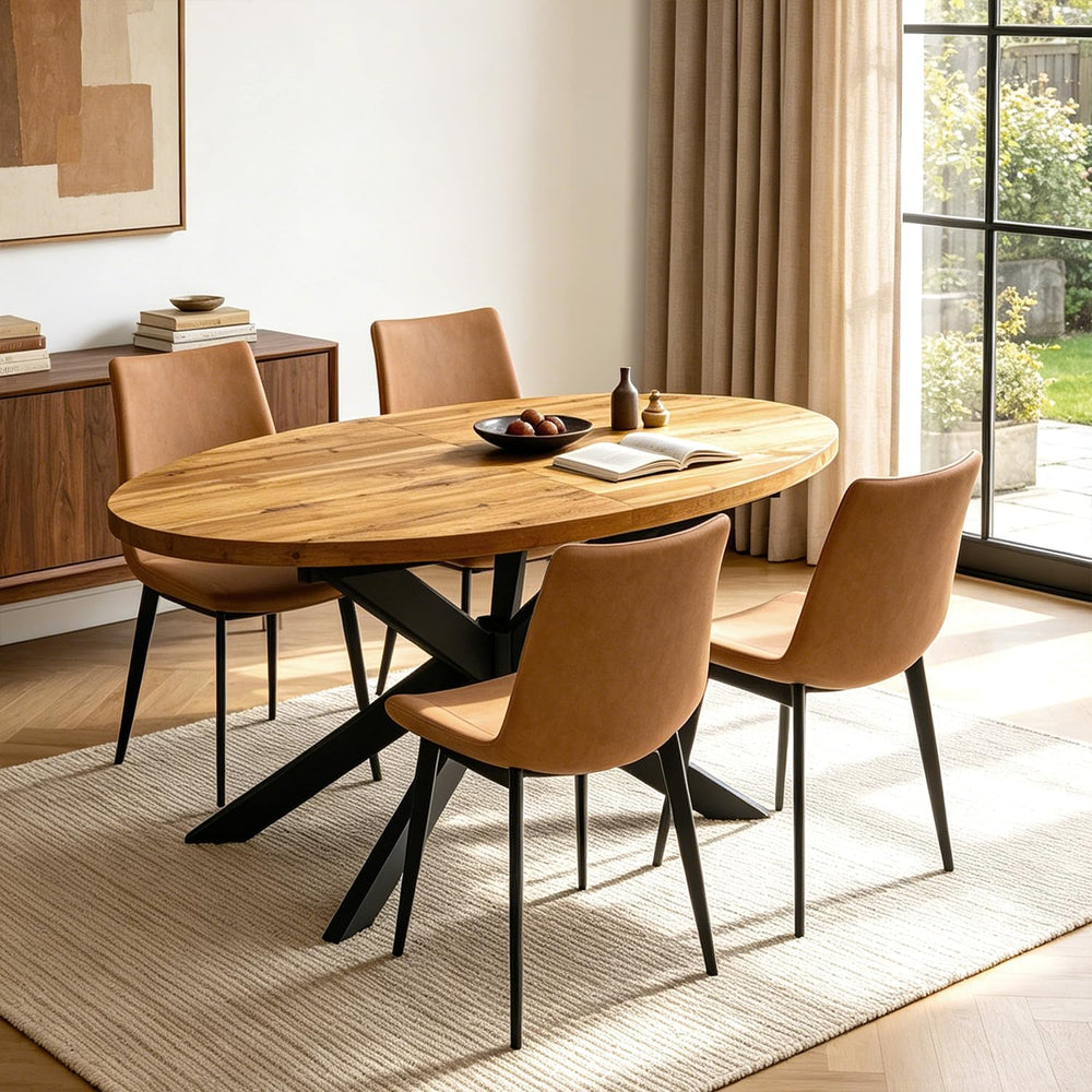 63"-78.7" Extendable Oval Dining Table Set for 4 | 5 Piece Large Ro...