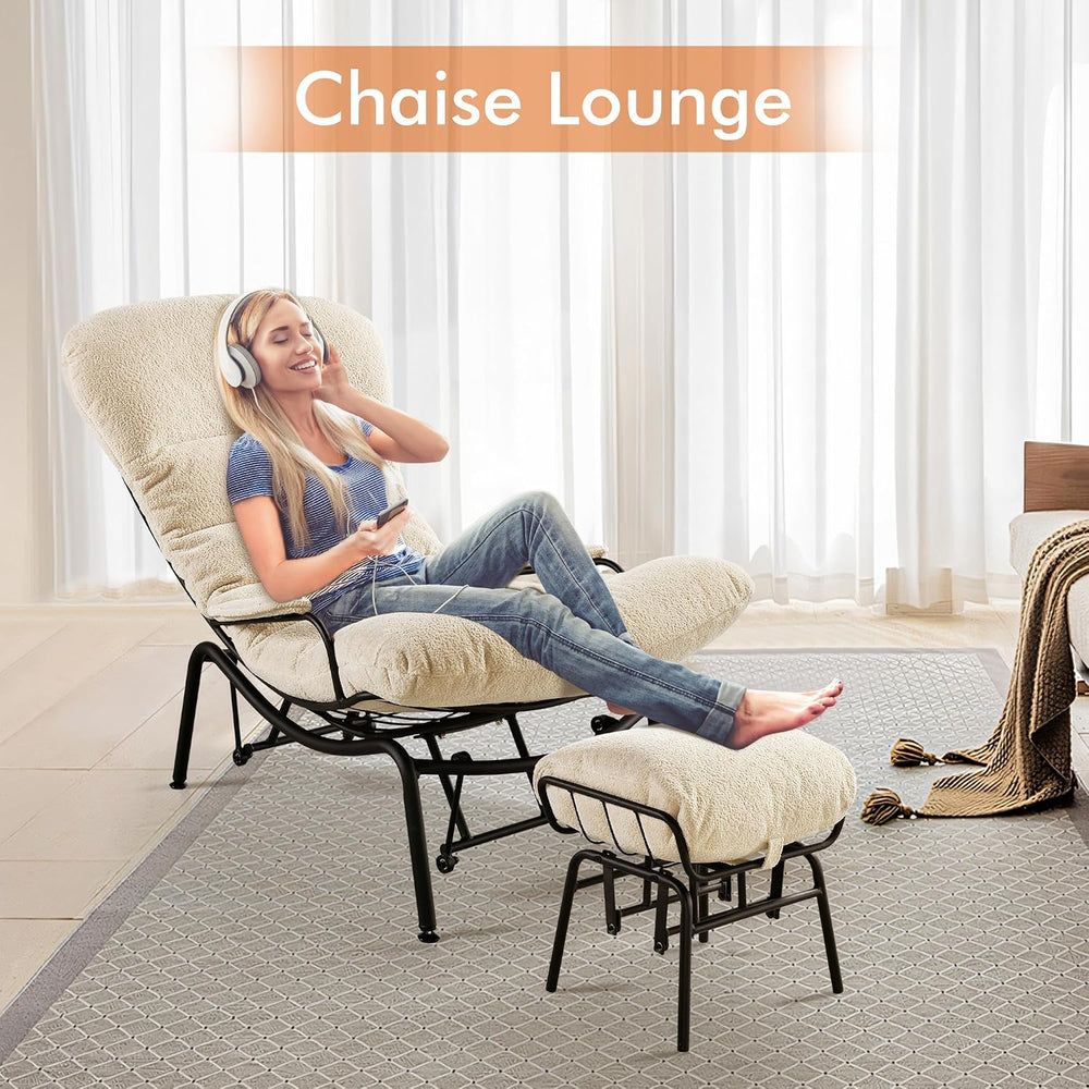 HOOOWOOO Cozy Rocking Chair,Chaise Lounge Chair Indoor,Accent Chair with Otto...