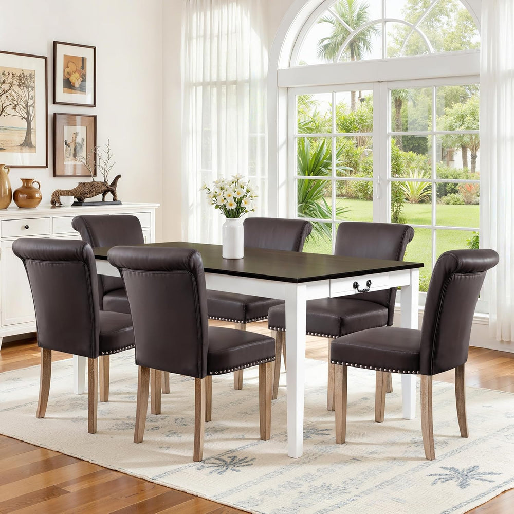 Hokway Dining Table for 4-6, 64 Inch Rectangular Solid Wood Kitchen Table, Mo...