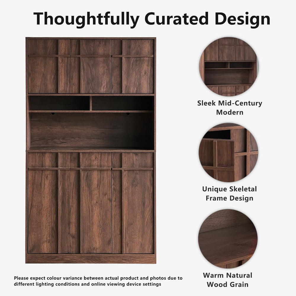 72" Pantry Cabinet, Tall Kitchen Pantry Storage Cabinet with Countertop,...