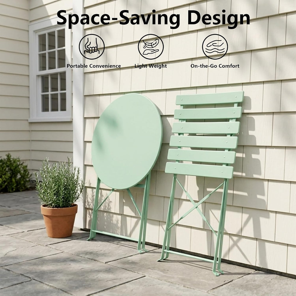 Bistro Table & Chairs Set of 2, Folding Outdoor Patio Furniture