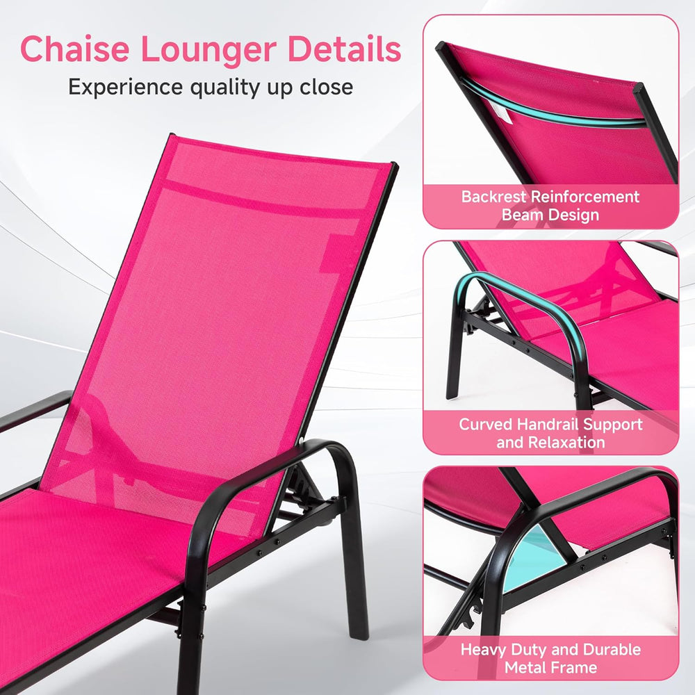 NEWBULIG Outdoor Lounge Chair for Pool,with 5-Position Recliner, 350 lbs Heav...