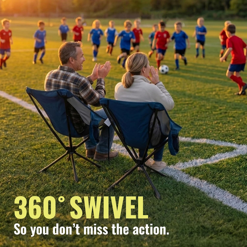 360° Rotation Swivel Camping Chair- Holds 330lb, Small Portable Folding Chair...
