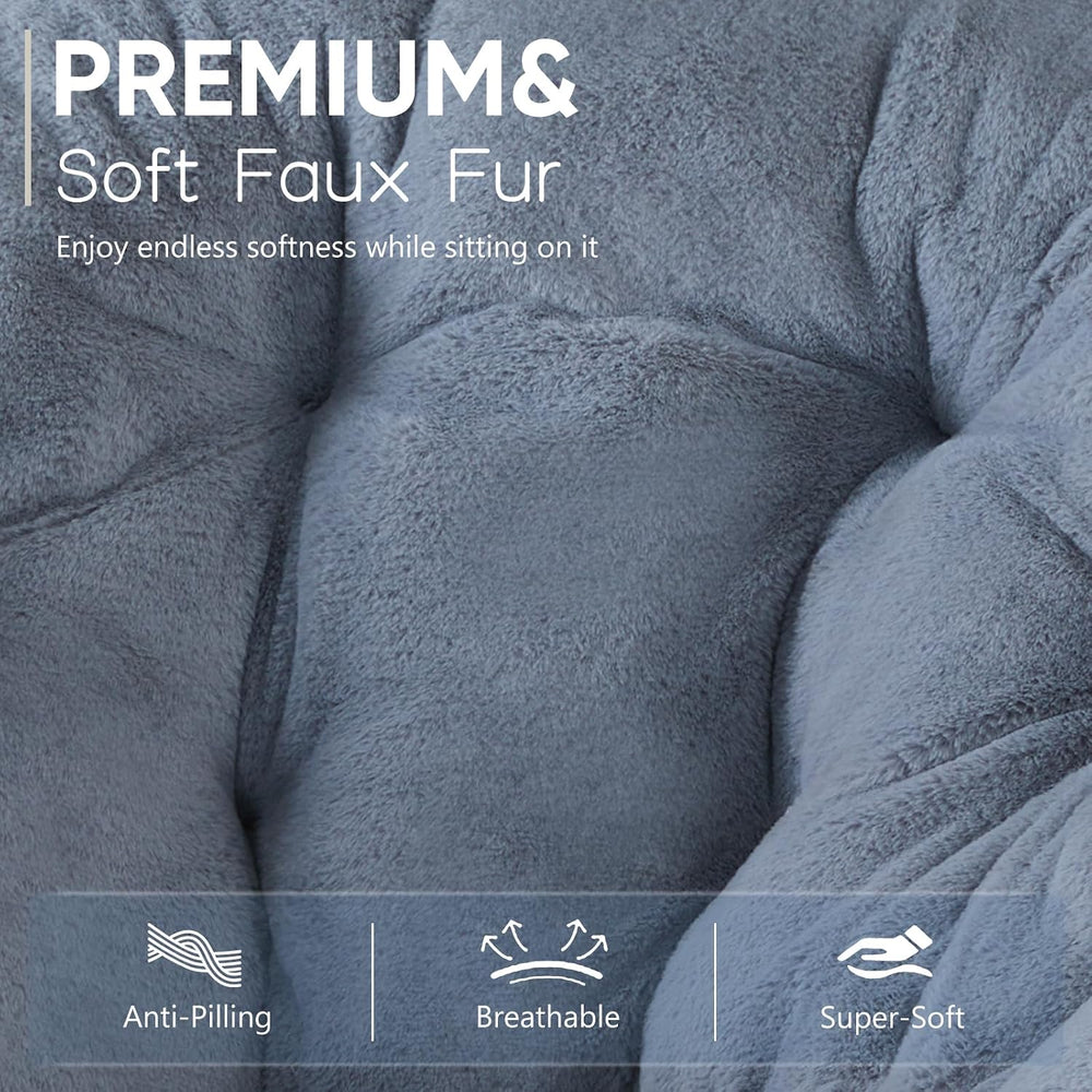 DUMOS Faux Fur Saucer Chair for Adults, Living Room Folding Lounge Chair | Co...