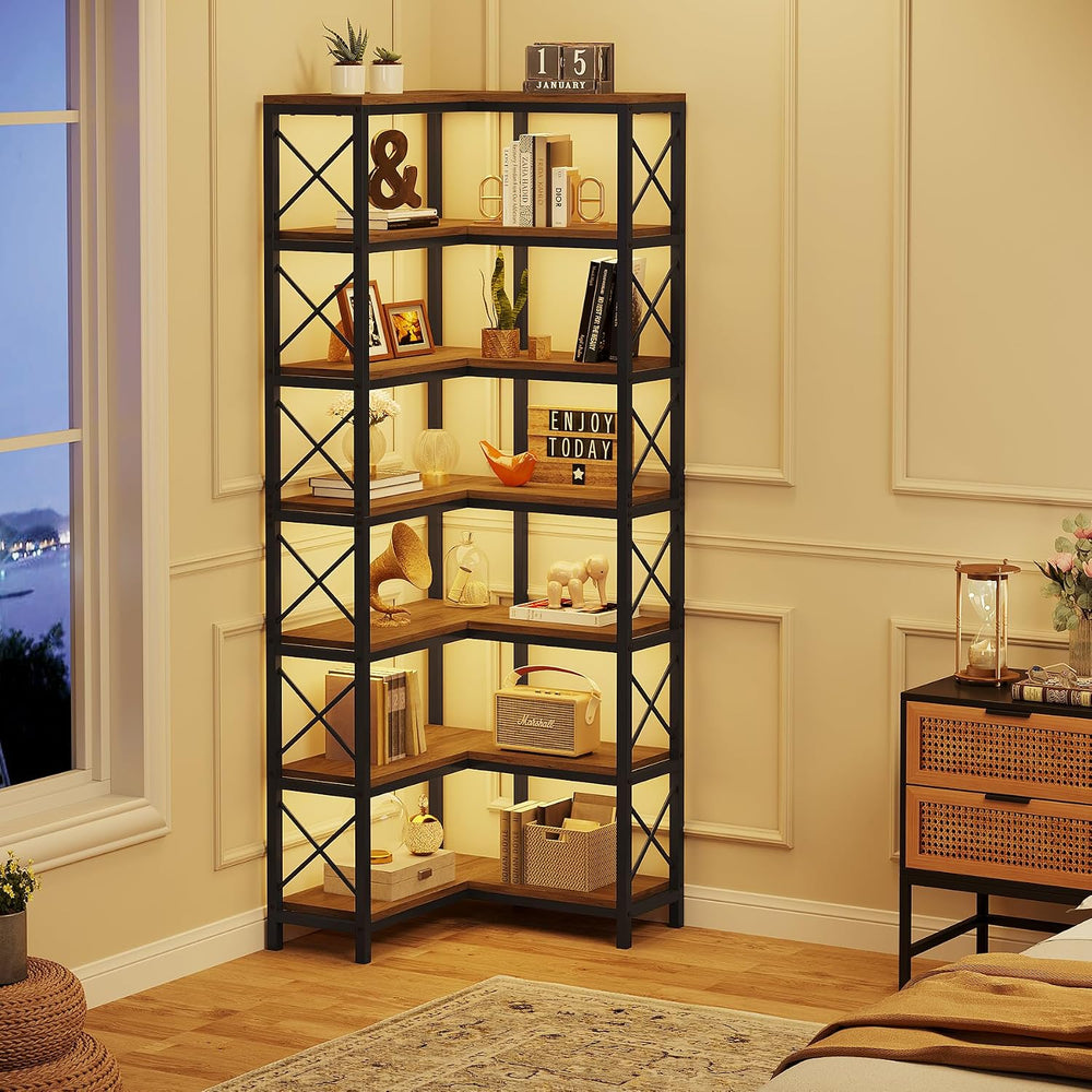 Tribesigns 7-Shelf Corner Bookshelf,Large Modern Corner Bookcase, 7-Tier Tall...
