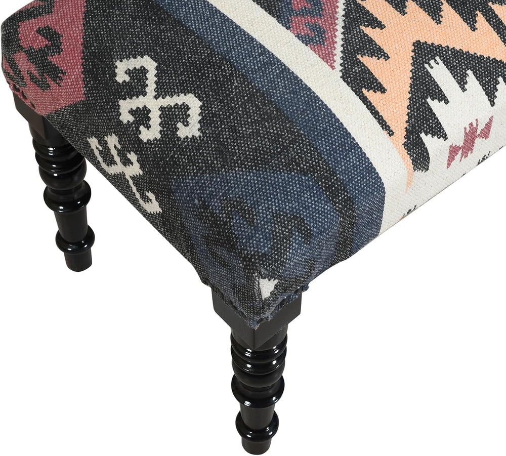 LR Home Upholstered Bench for Bedroom End of Bed |Southwestern Vintage Ottoma...