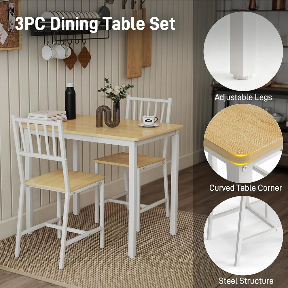 3-Piece Dining Table Set for 2, Space-Saving Kitchen Table Set for Small Spac...