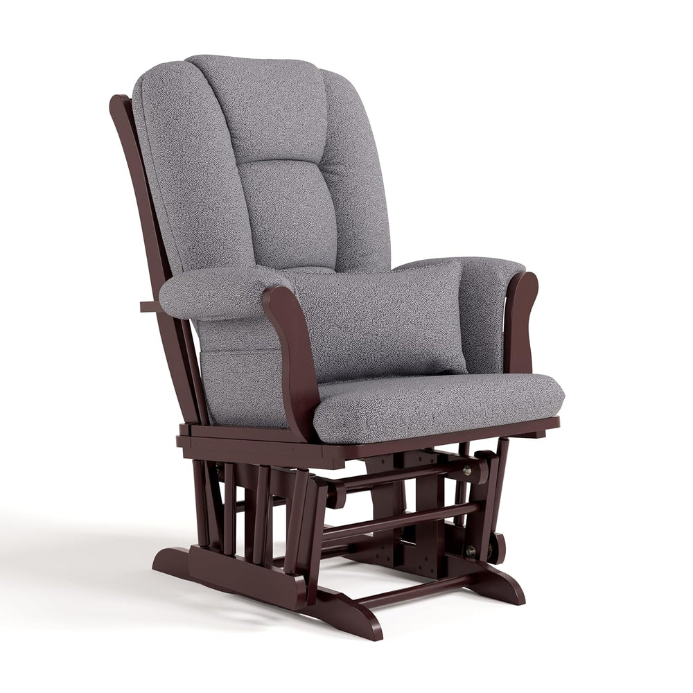 Storkcraft Tuscany Glider & Ottoman with Lumbar Pillow, Espresso/Gray Swirl