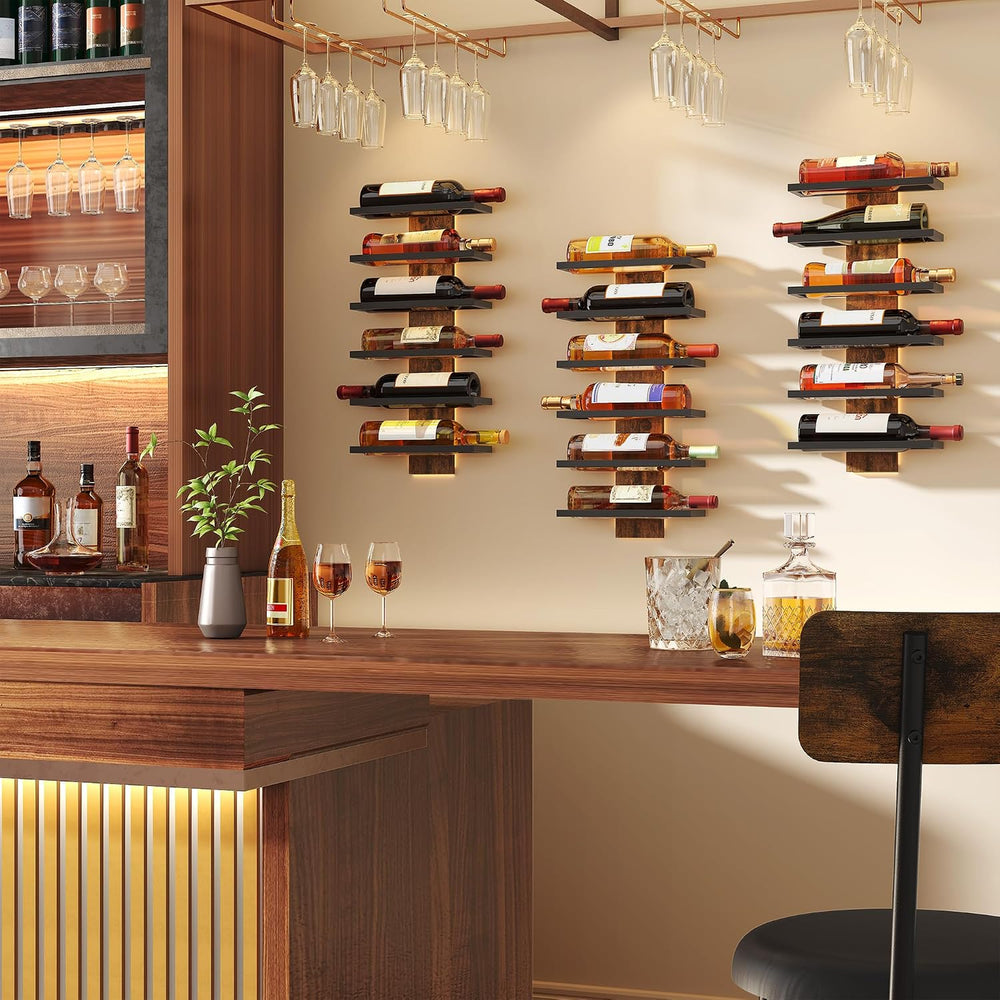 Hoctieon 2-Set 6 Tier Wall Mount Wine Rack, Wall Mounted Wine Bottle Racks fo...