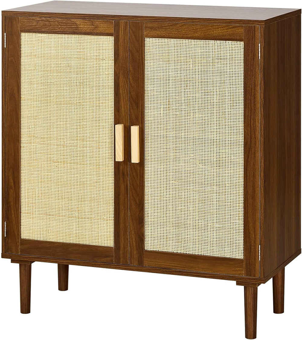 VEVOR Rattan Cabinet, Rattan Storage Cabinet with 2 Magnetic Doors and Adjust...
