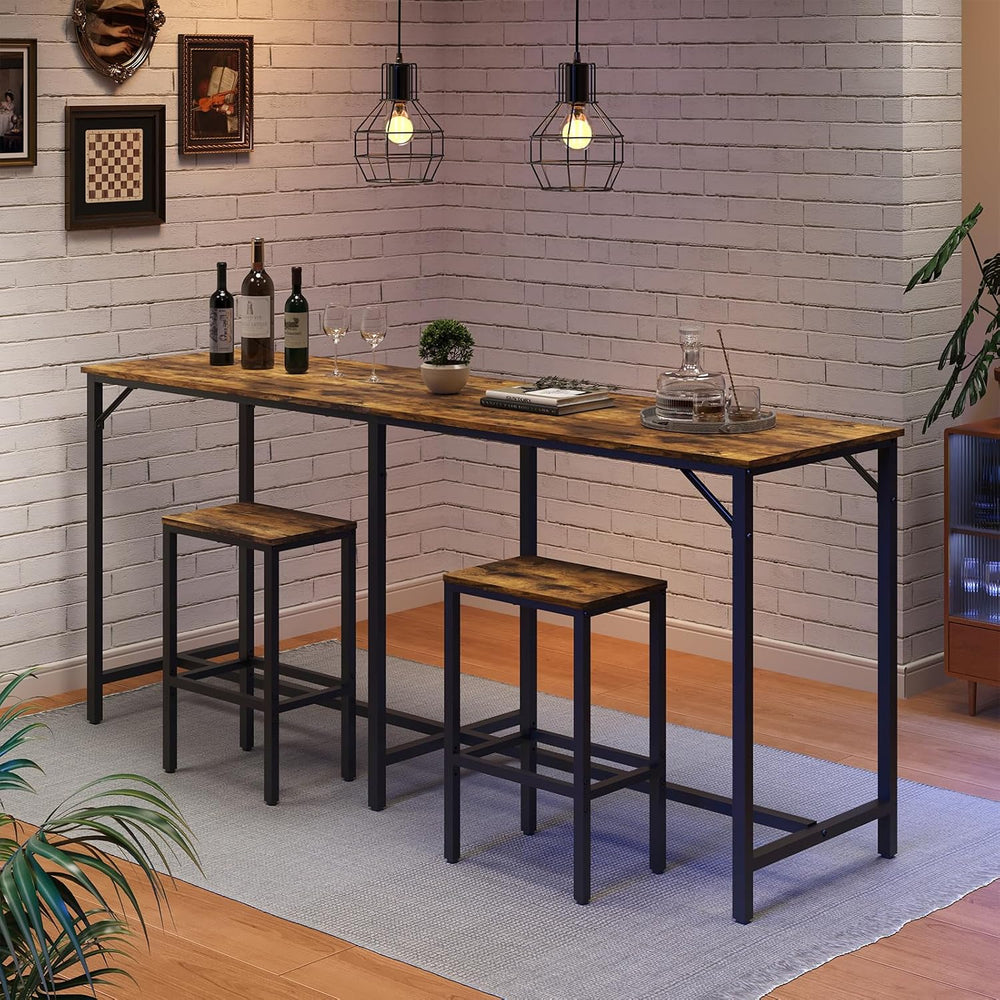 YATINEY 70.9" Bar Table and Chairs Set, Dining Table and Chair Sets, 3 P...