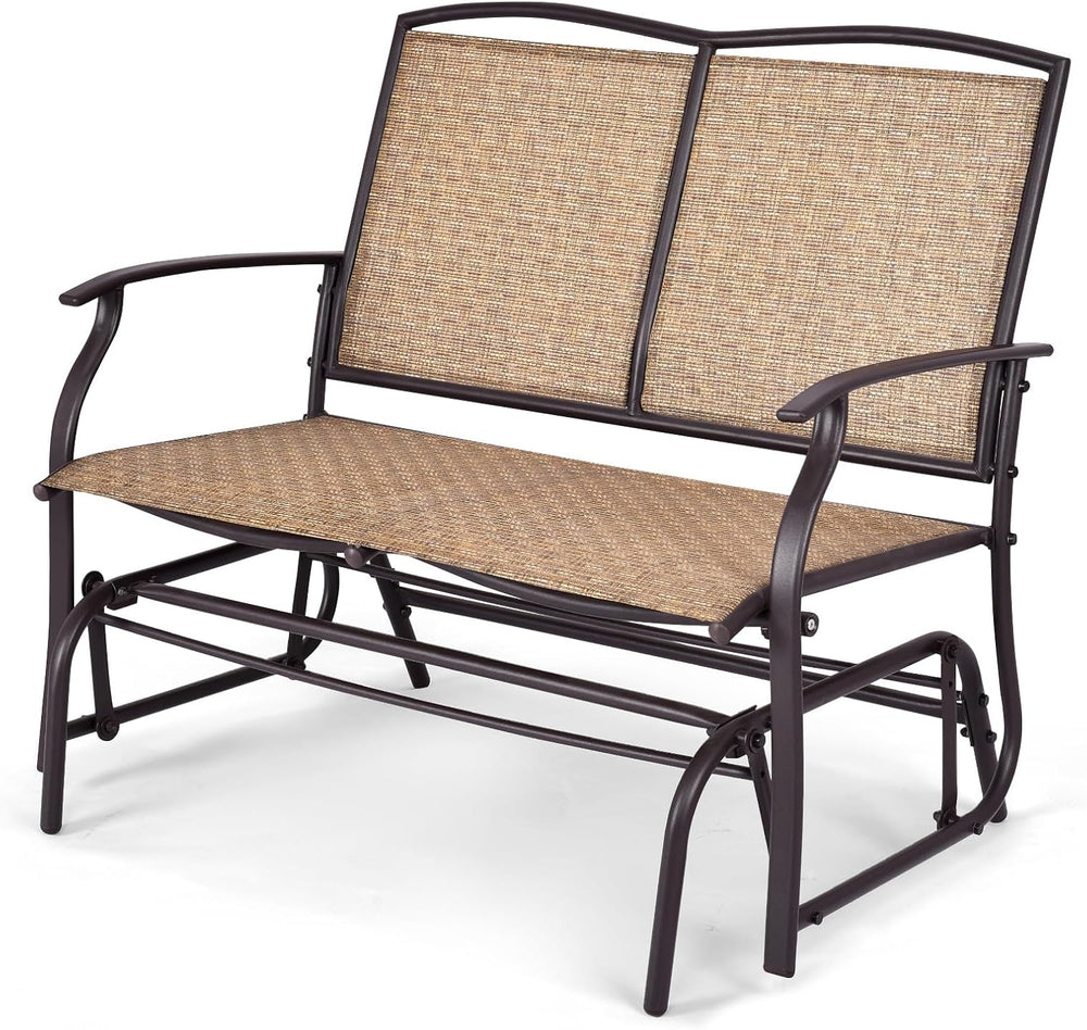 Tangkula 2-Person Patio Glider Bench, Outdoor Rocker Glider Loveseat Chair W/...