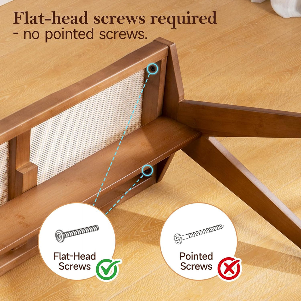 Furlide Wooden Rattan Dining Bench for Entryway, 49”Farmhouse Solid Wood Indo...