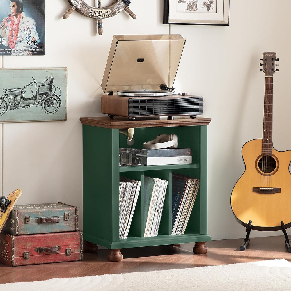 Joaxswe 24" Wide Record Player Stand with Vinyl Record Storage, Green | ...