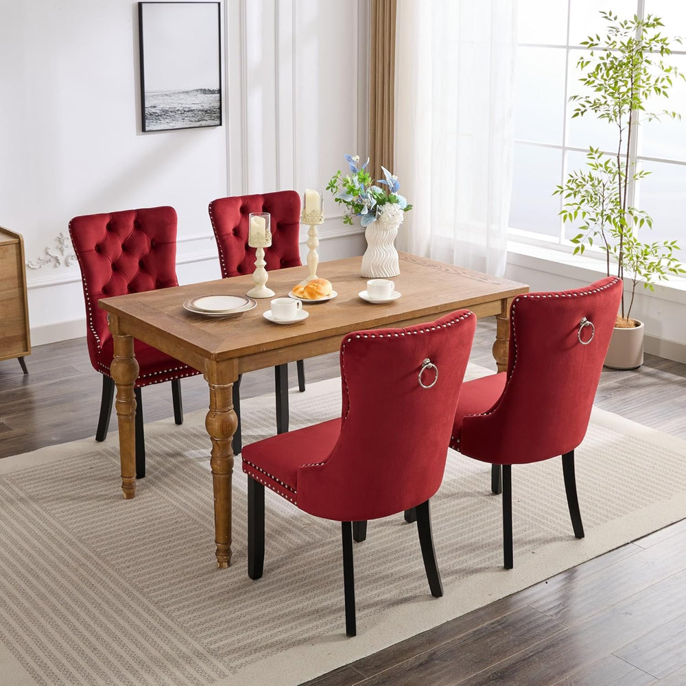 KEIKI Tufted Dining Room Chairs Set of 2, Velvet Kitchen Nailhead Trim Chairs...