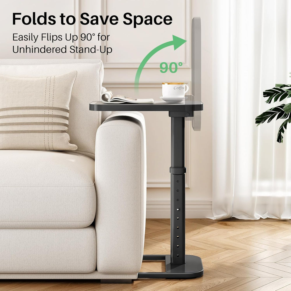 Kitstorack TV Tray Table, Adjustable Height & Rounded Metal Corners, Snac...