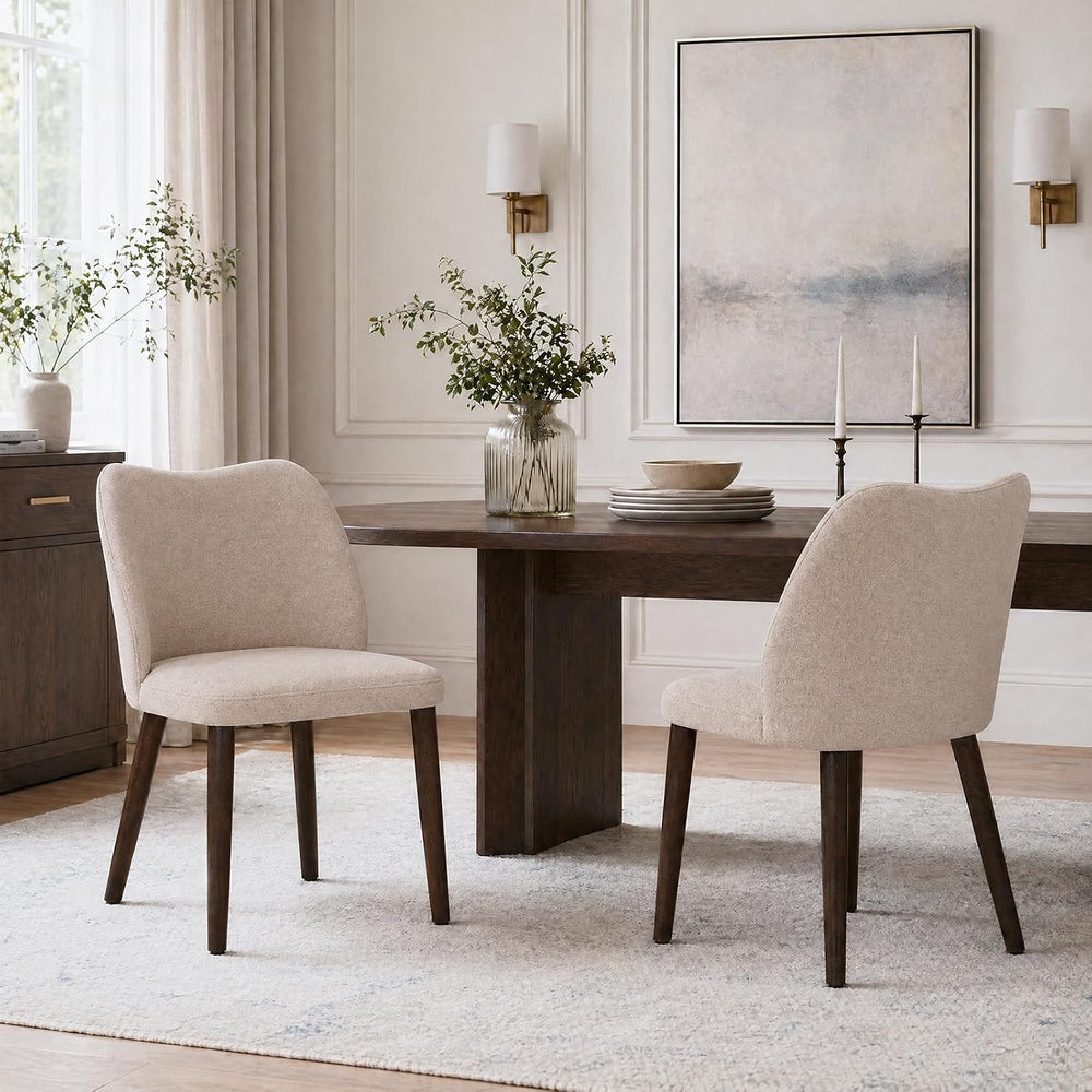 MALOL Dining Chairs Set of 2, Upholstered Fabric Kitchen Chairs with Curved B...